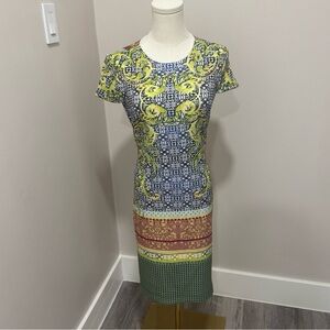 Clover Canyon Floral Mosaic Neoprene Scuba Fitted Sheath Slip Dress - Small NWT